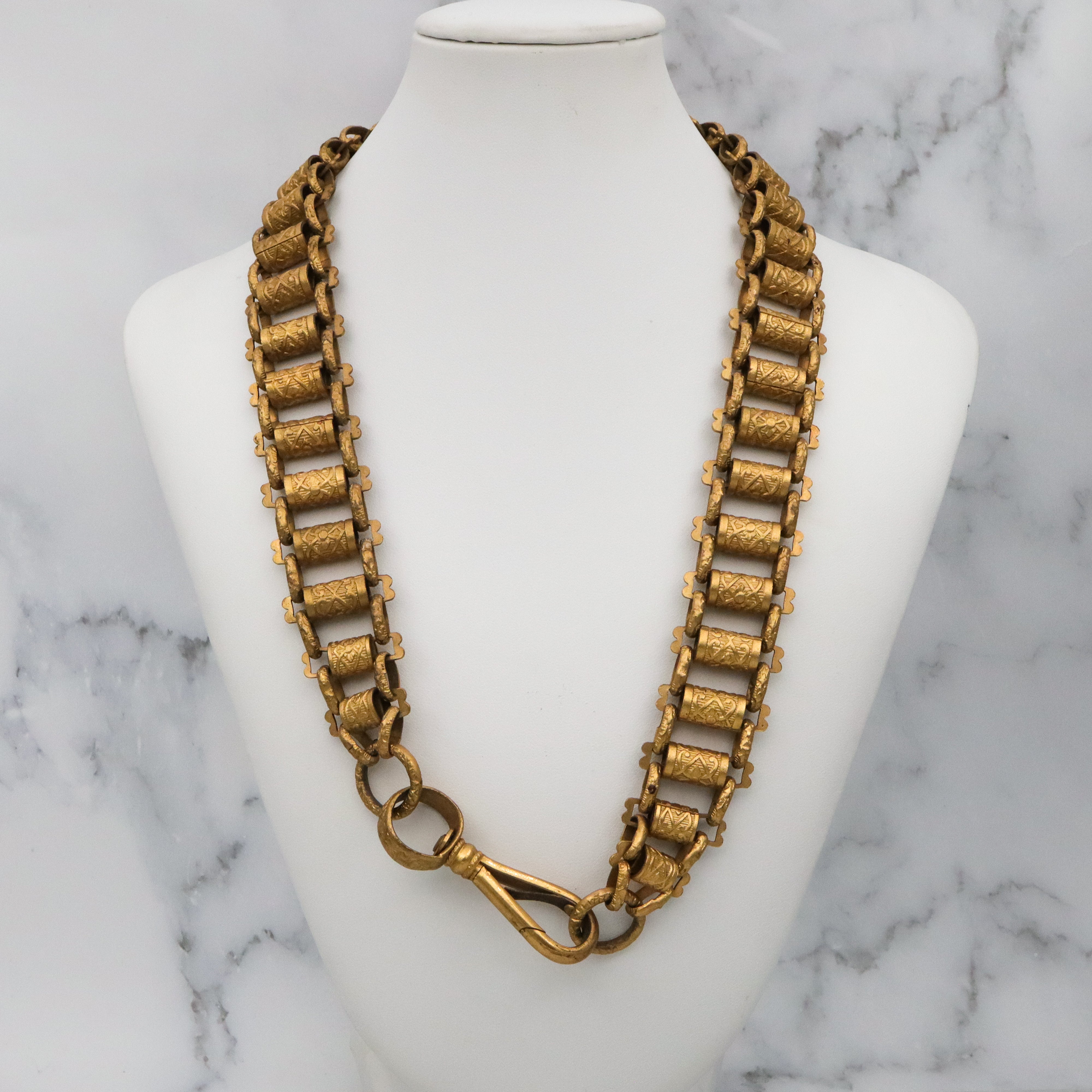 Civil War era thick brass embossed book chain w/large clip